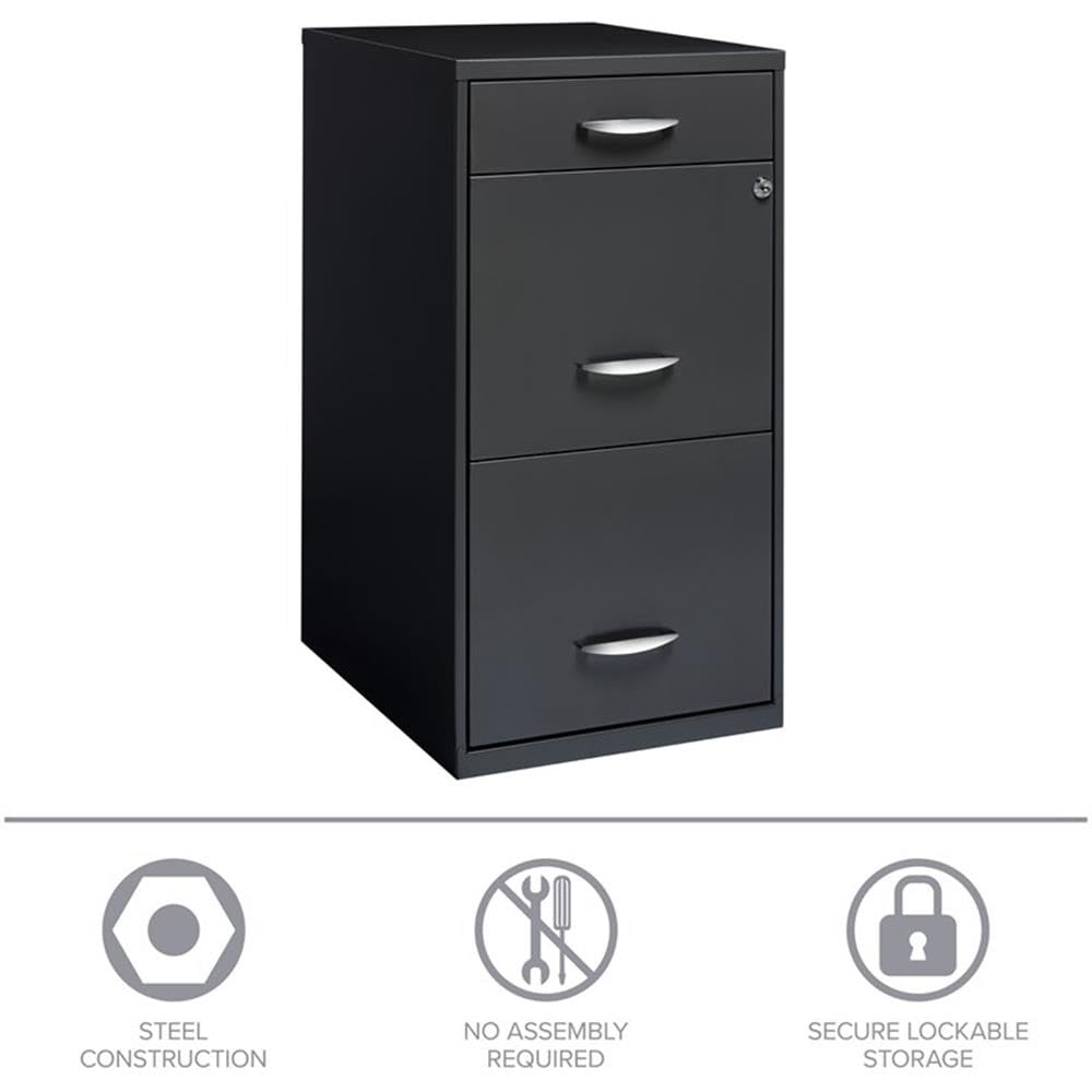 3 Drawer Charcoal Metal Filing Cabinet L2129