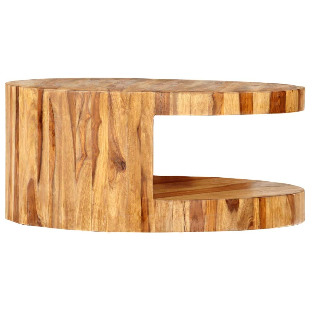25.6"x11.8" Solid Sheesham Wood Round Coffee Table G684431