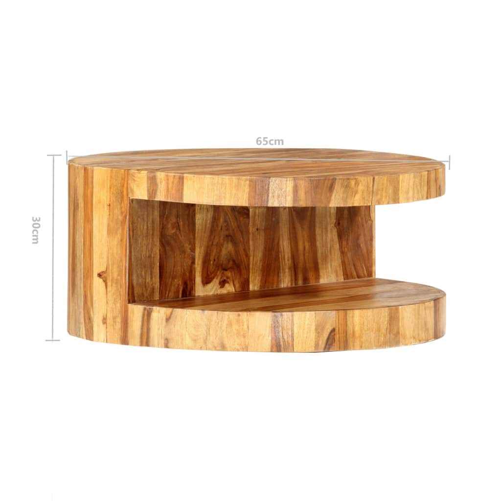 25.6"x11.8" Solid Sheesham Wood Round Coffee Table G684431
