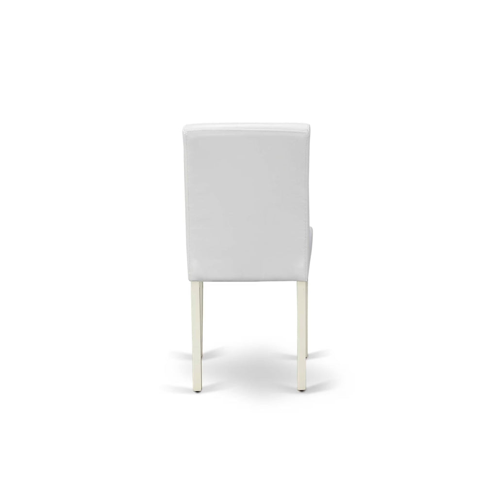 3 Piece Round Dining Table Set with 2 White Faux Leather Chairs P8380