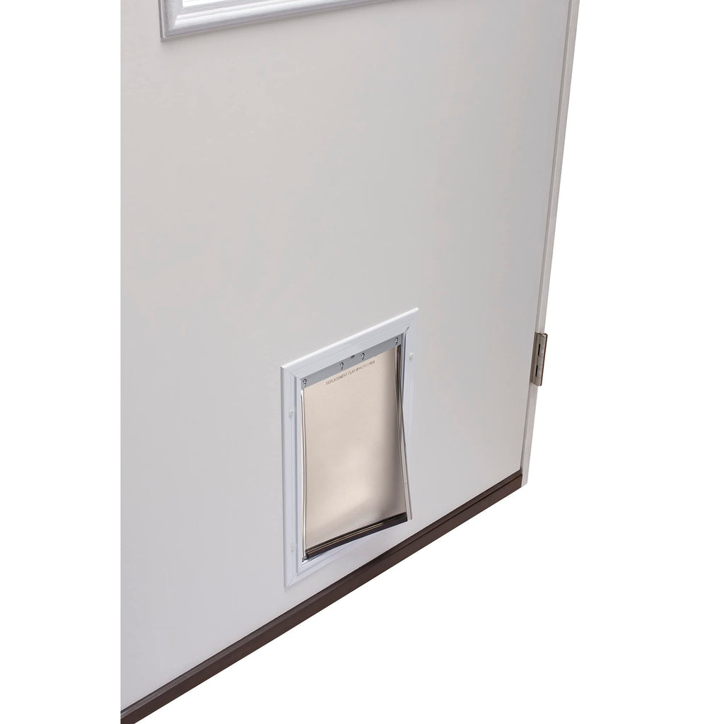 Primed Left Hand Outswing 9 Lite Steel Prehung Front Door with Pet Door Y679