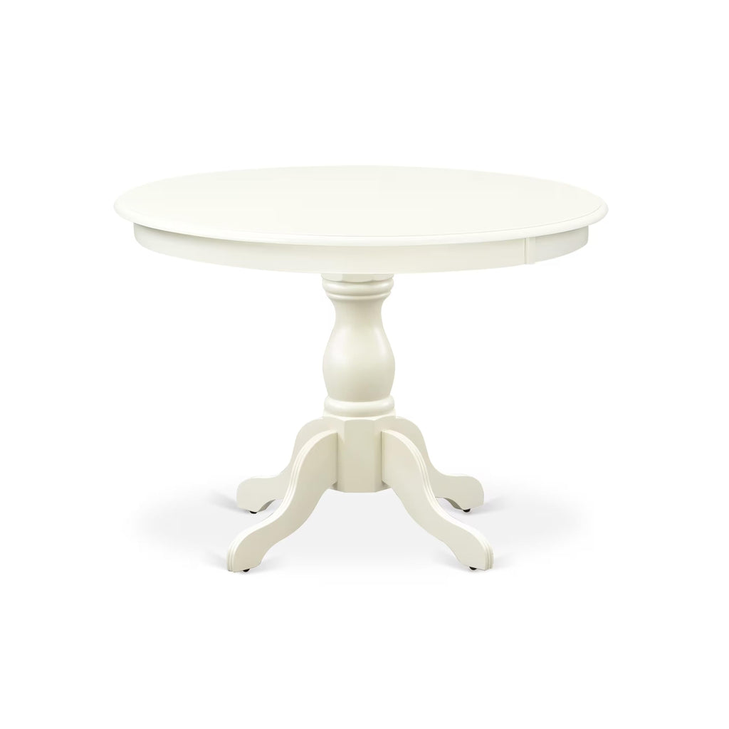 3 Piece Round Dining Table Set with 2 White Faux Leather Chairs P8380