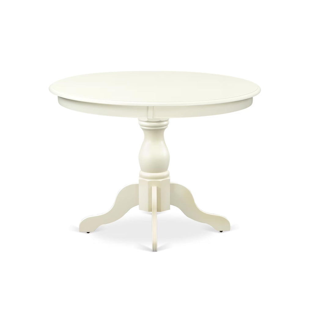 3 Piece Round Dining Table Set with 2 White Faux Leather Chairs P8380