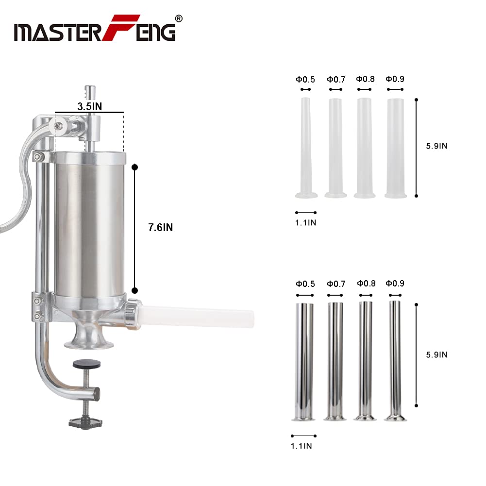 Stainless Steel Vertical Sausage Stuffer with 8 Stuffing Tubes Y391