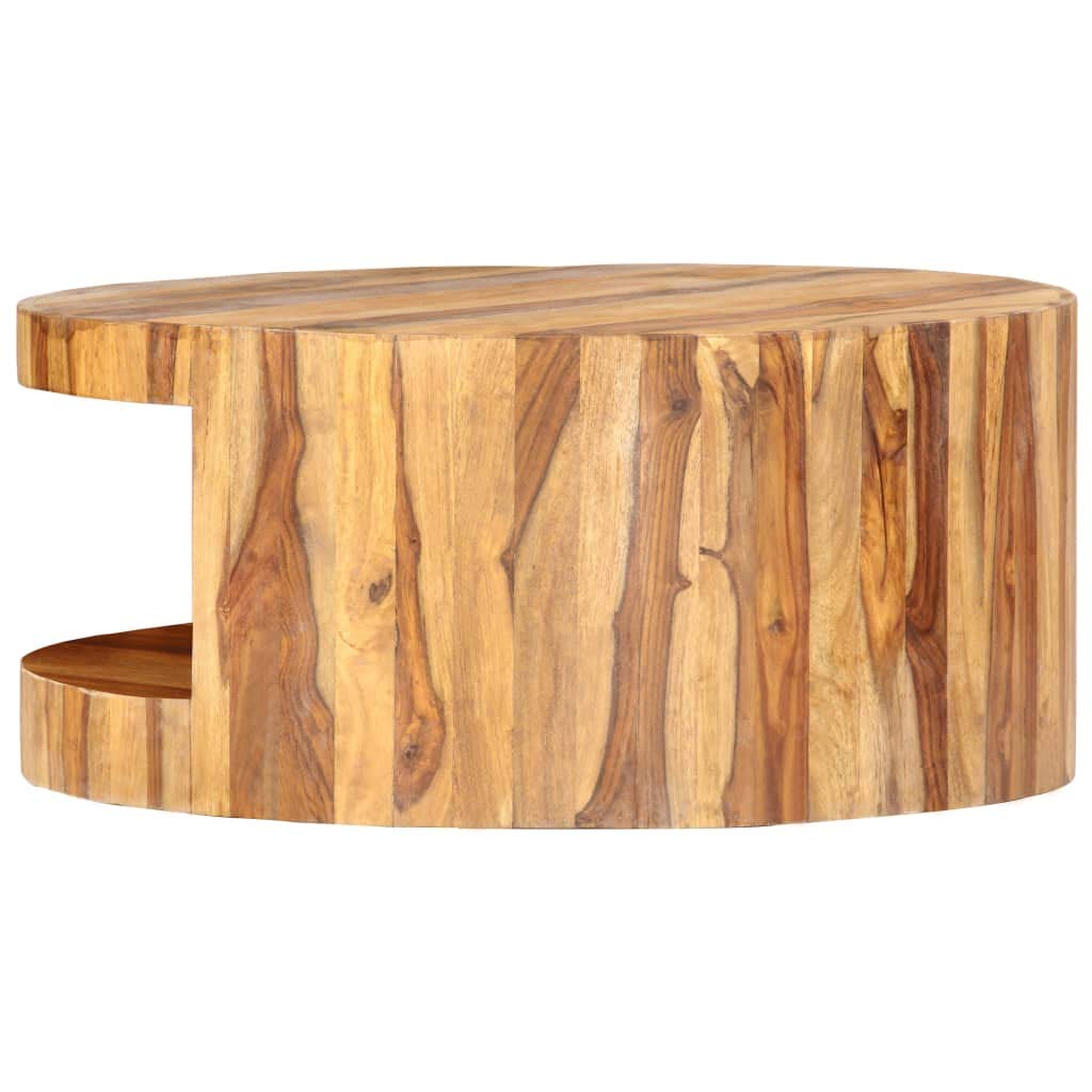 25.6"x11.8" Solid Sheesham Wood Round Coffee Table G684431