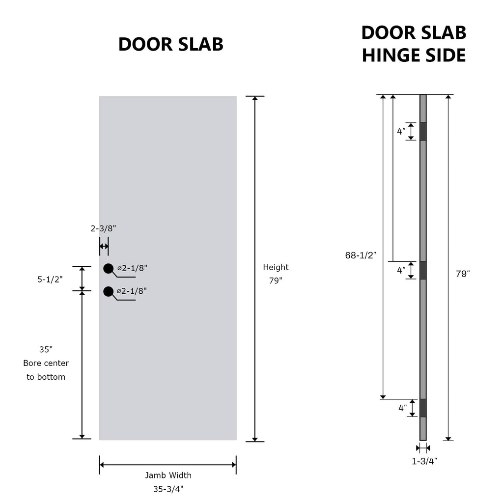 36" x 80" Black FRP Entry Door H65207