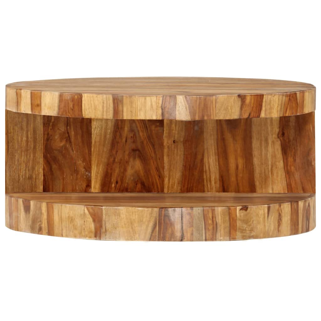 25.6"x11.8" Solid Sheesham Wood Round Coffee Table G684431