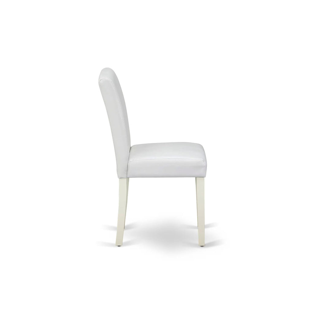 3 Piece Round Dining Table Set with 2 White Faux Leather Chairs P8380