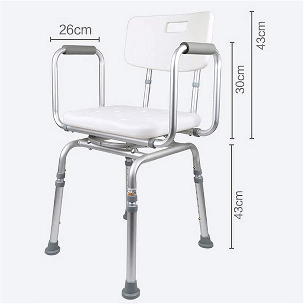 Padded Seat Transfer Bench, Shower Chair with Arms and Back, Adjustable Height Anti Skid Bath Seat J894