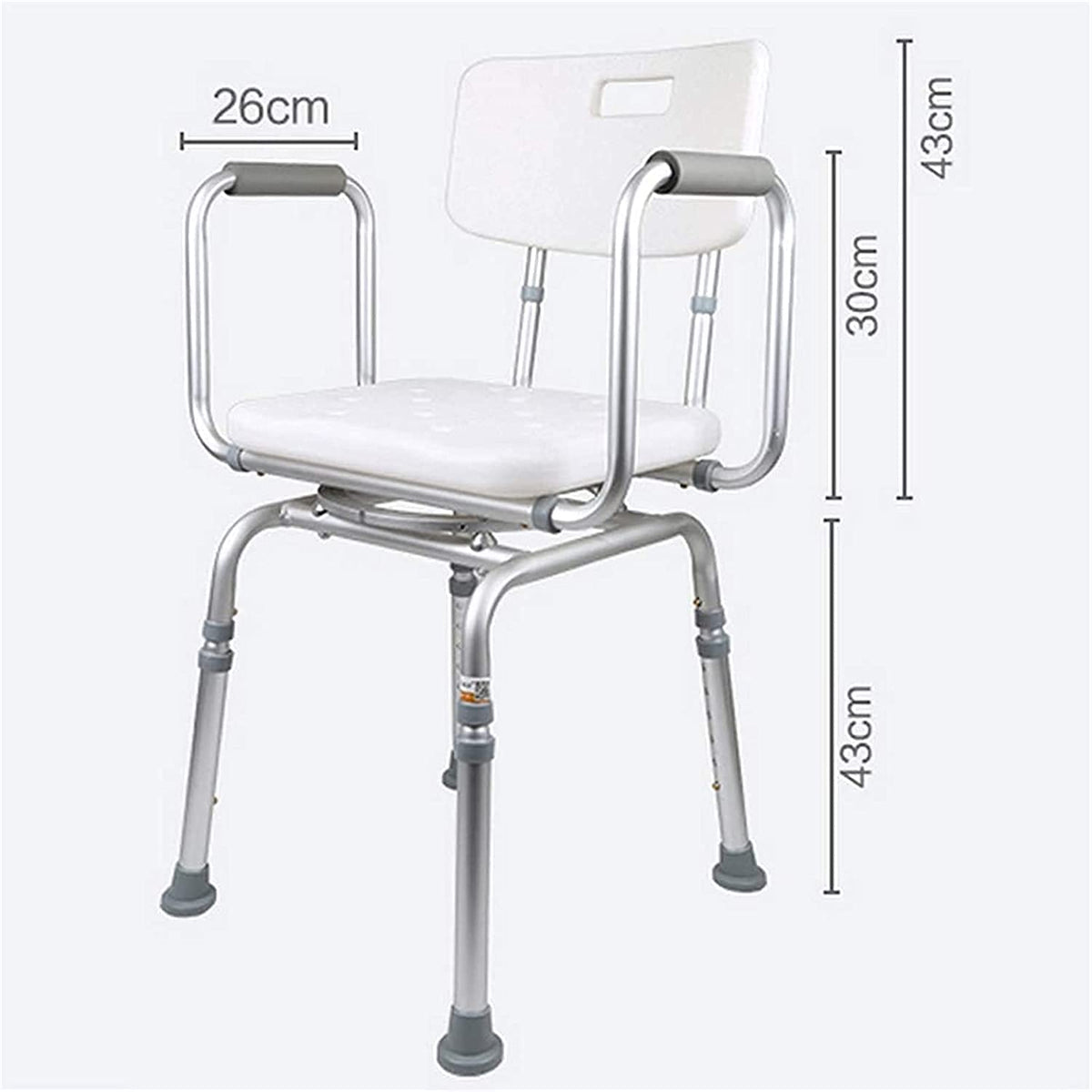 Padded Seat Transfer Bench, Shower Chair with Arms and Back, Adjustable Height Anti Skid Bath Seat J894
