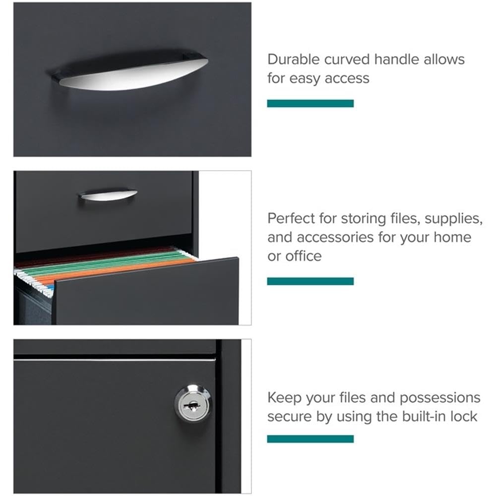 3 Drawer Charcoal Metal Filing Cabinet L2129
