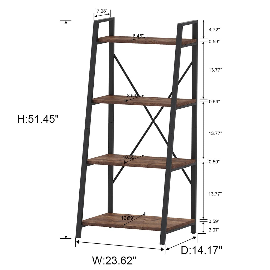 Rustic Console Table with 2 Drawers and 4-Tier Ladder Shelf V17730
