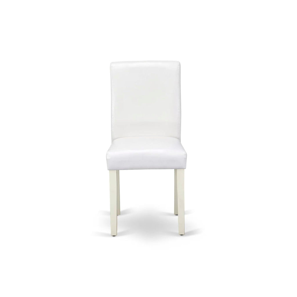 3 Piece Round Dining Table Set with 2 White Faux Leather Chairs P8380