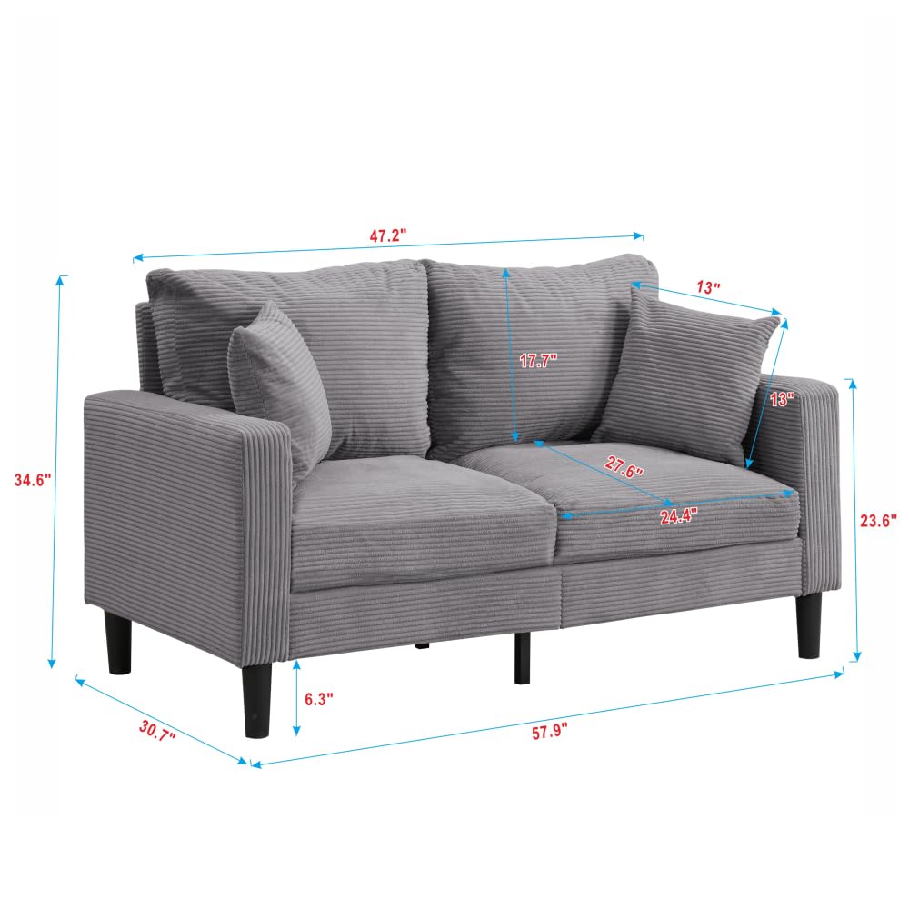 Light Gray 2 Seat Upholstered Sofa T81060