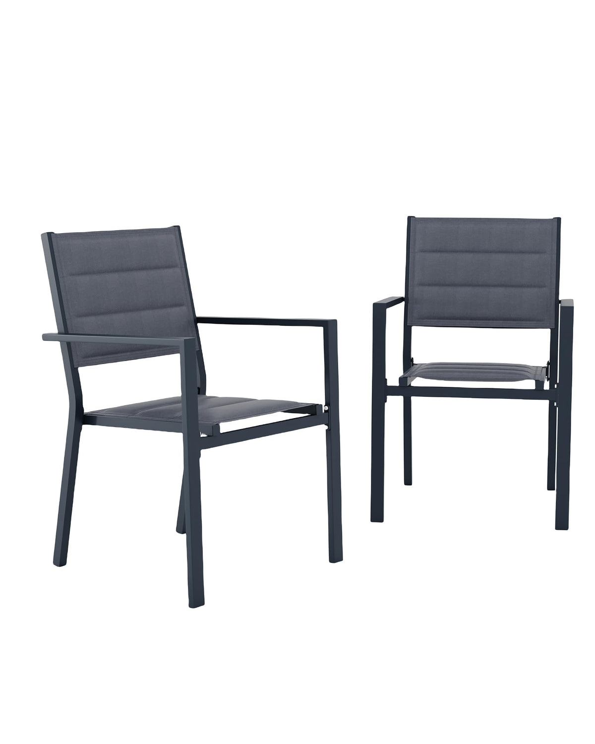 Aluminum Stackable Patio Dining Chairs Set of 2 Dark Grey O821