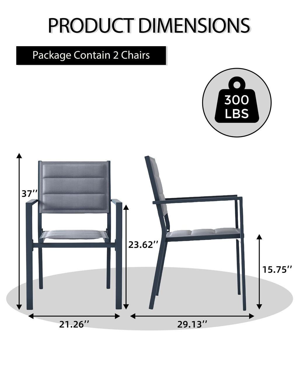 Aluminum Stackable Patio Dining Chairs Set of 2 Dark Grey O821