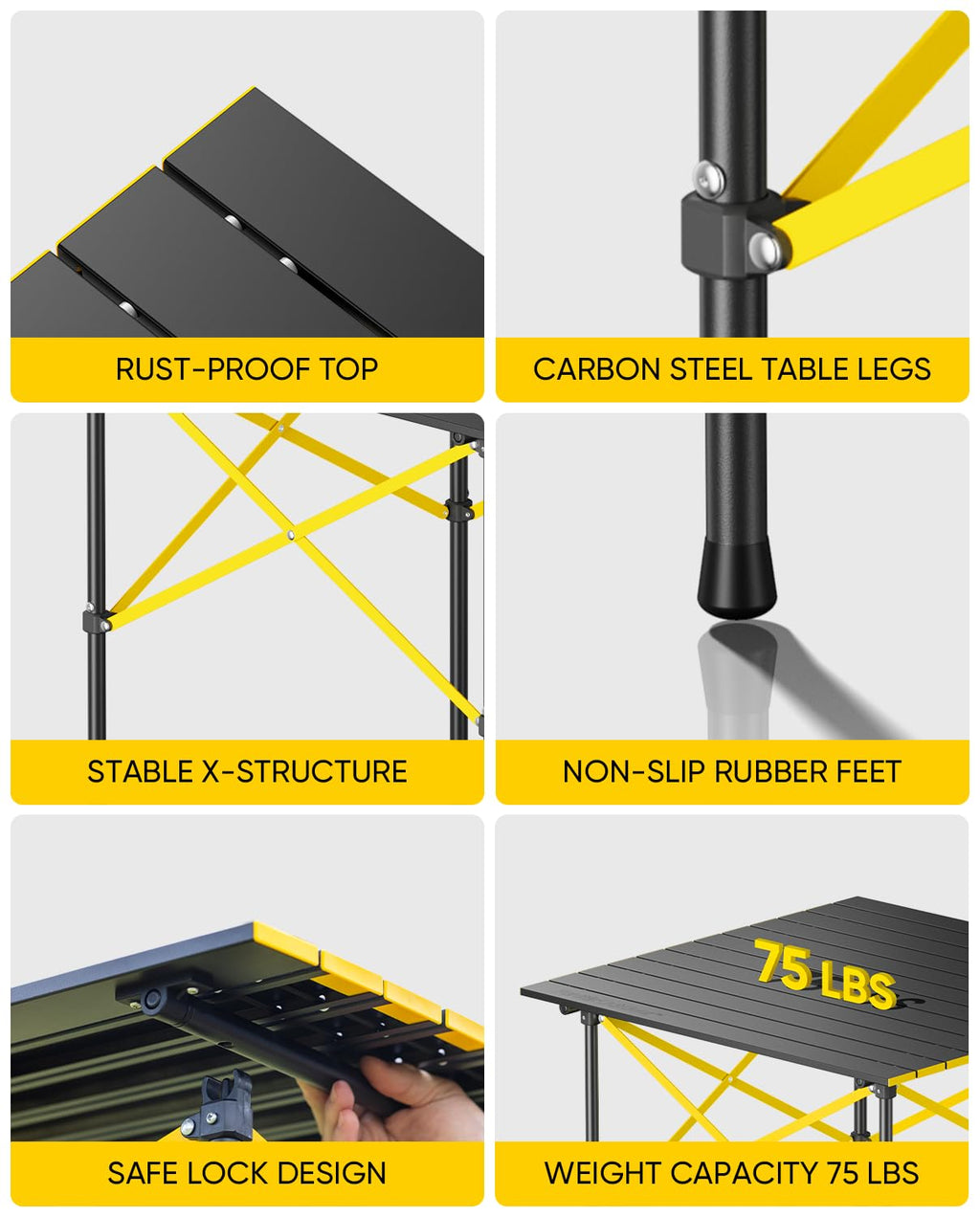 Portable Folding Aluminum Camping Table with Carry Bag J63159