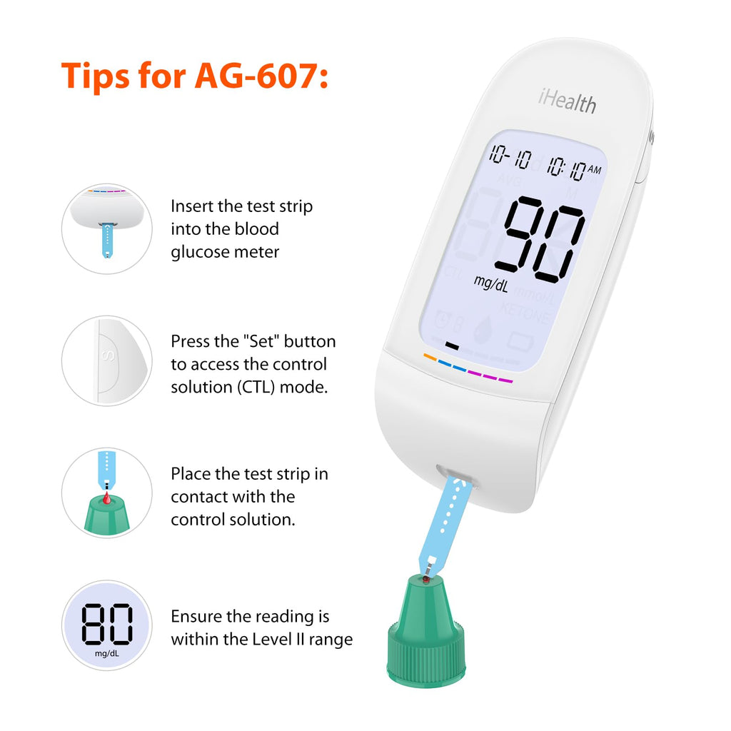 Blood Glucose Test Strips and Control Solution, 50 Count No Coding V11123