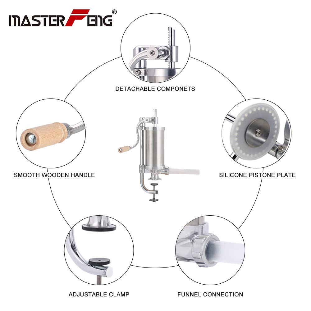 Stainless Steel Vertical Sausage Stuffer with 8 Stuffing Tubes Y391