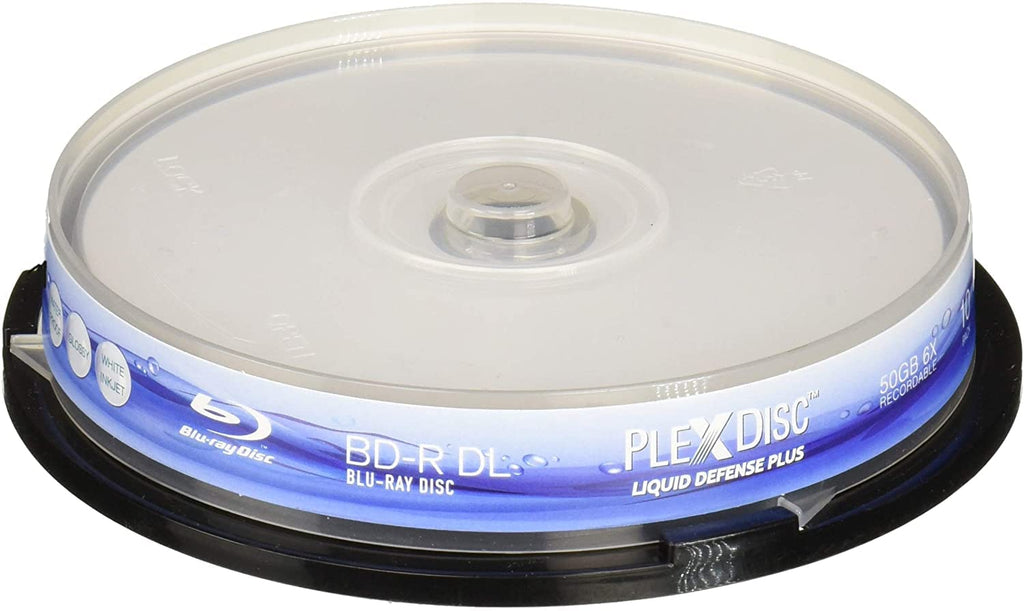 Water Resistant Glossy White Inkjet Printable BD-R DL 6x 50GB Blu-ray 10 Disc Spindle B210653