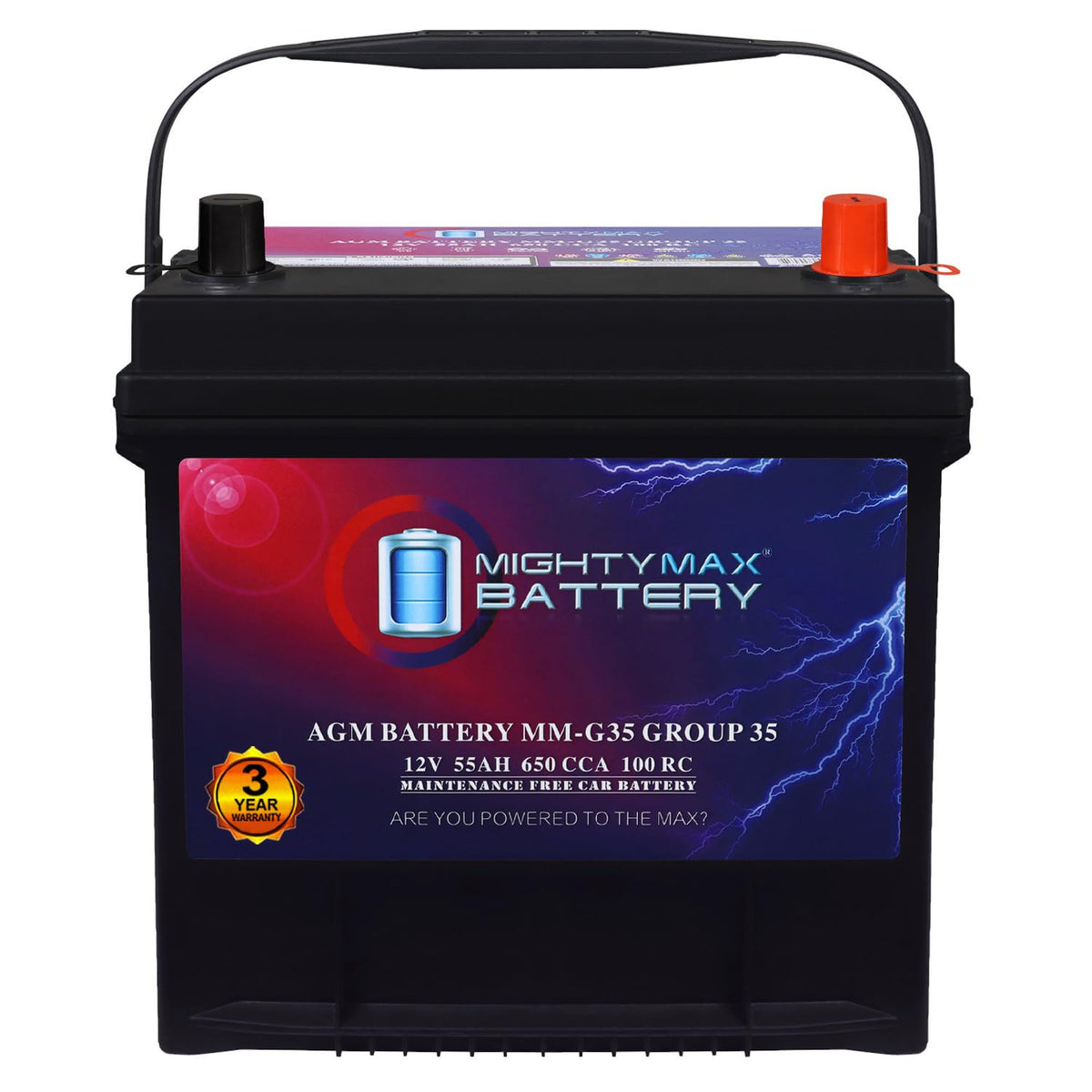 12V 55Ah AGM 650 CCA Replacement Battery P693812