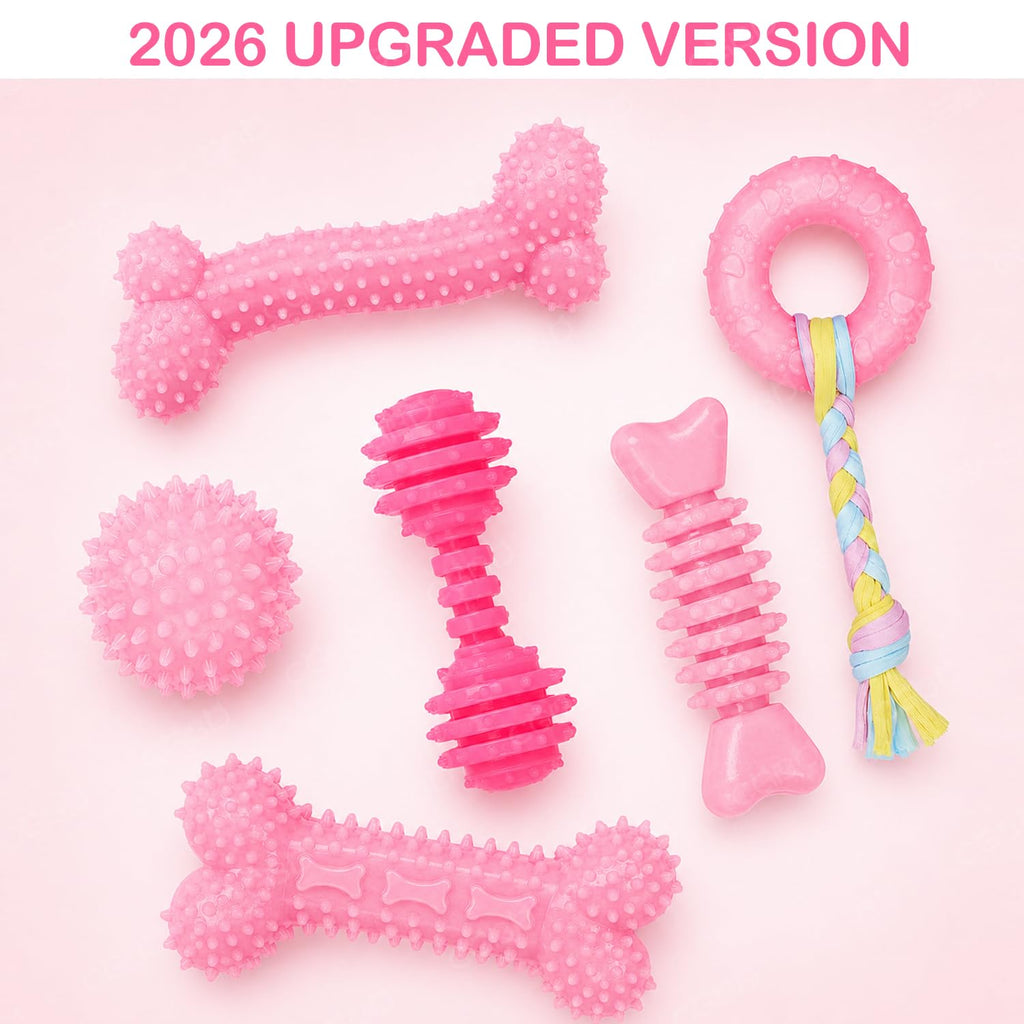 Pink 6 Pack Dog Chew Toys I5923