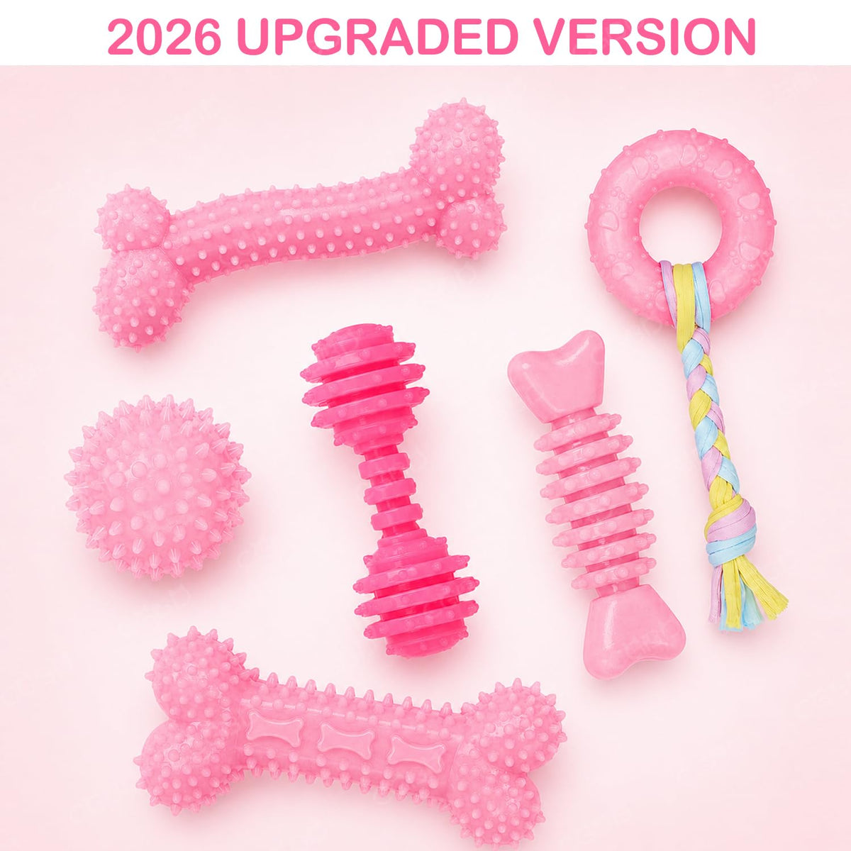 Pink 6 Pack Dog Chew Toys I5923