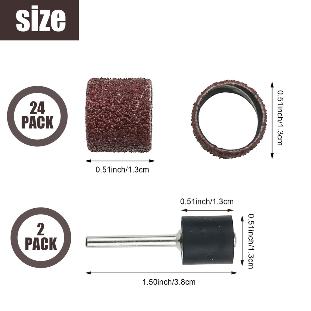 26 Pack Nail Grinder Replacement Kit Sanding Drum Set V452