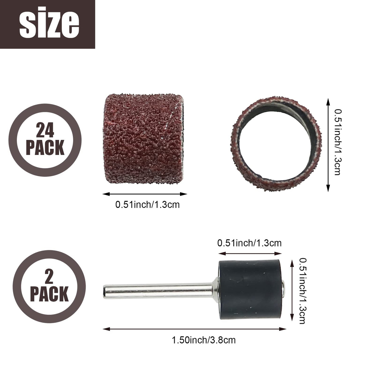 26 Pack Nail Grinder Replacement Kit Sanding Drum Set V452
