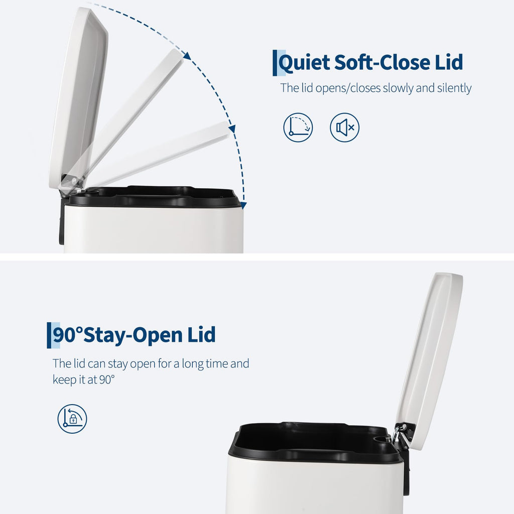 50L Stainless Steel Step Trash Can with Soft-Close Lid M1042