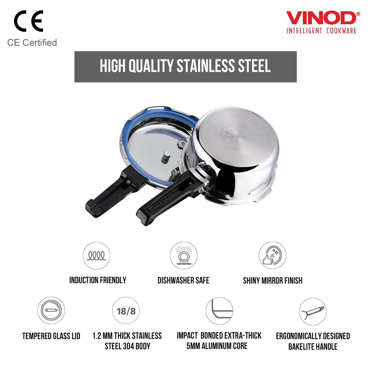 Stainless Steel Pressure Cooker, Outer Lid, 3 Litre S873
