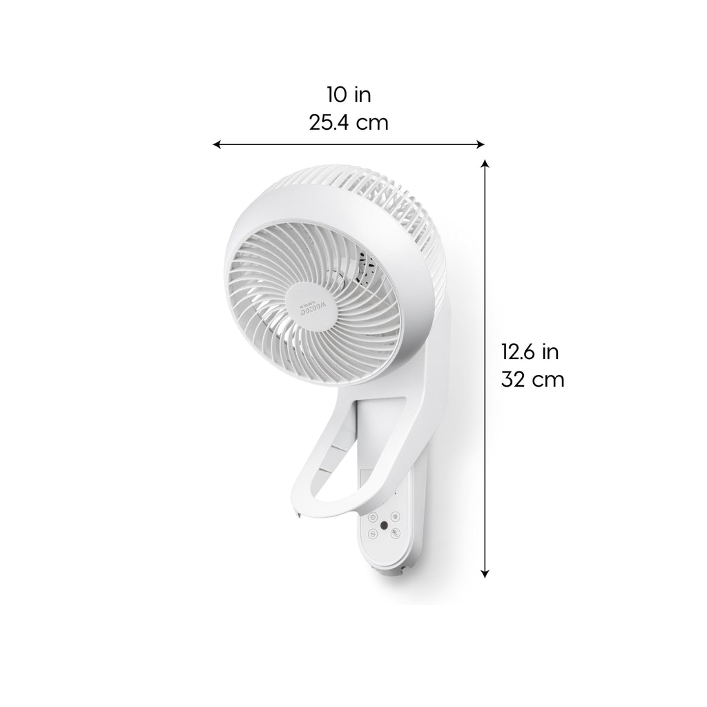 Wall Mount Fan with Remote, 360° Oscillation, 3 Speeds, White P9902