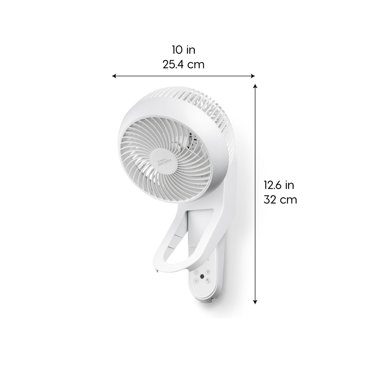 Wall Mount Fan with Remote, 360° Oscillation, 3 Speeds, White P9902