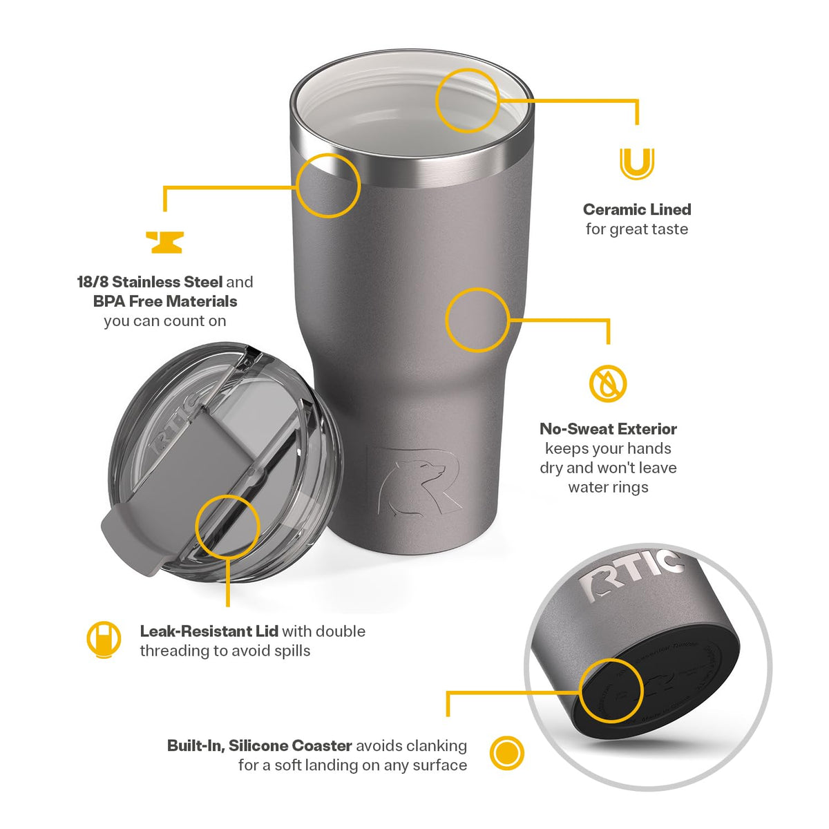 20oz Ceramic Lined Tumbler with Lid X9620