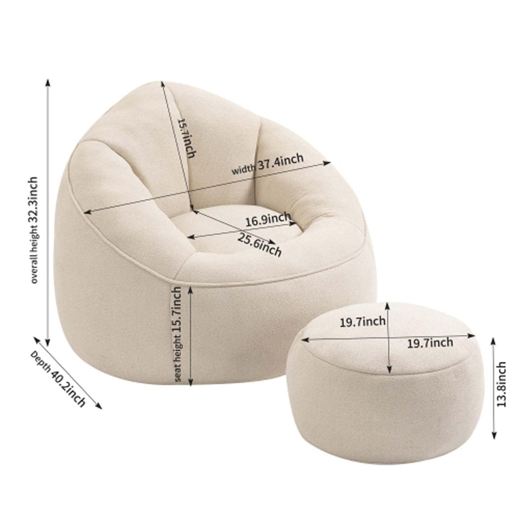 Microfiber Memory Foam Bean Bag Chair with Ottoman S9267