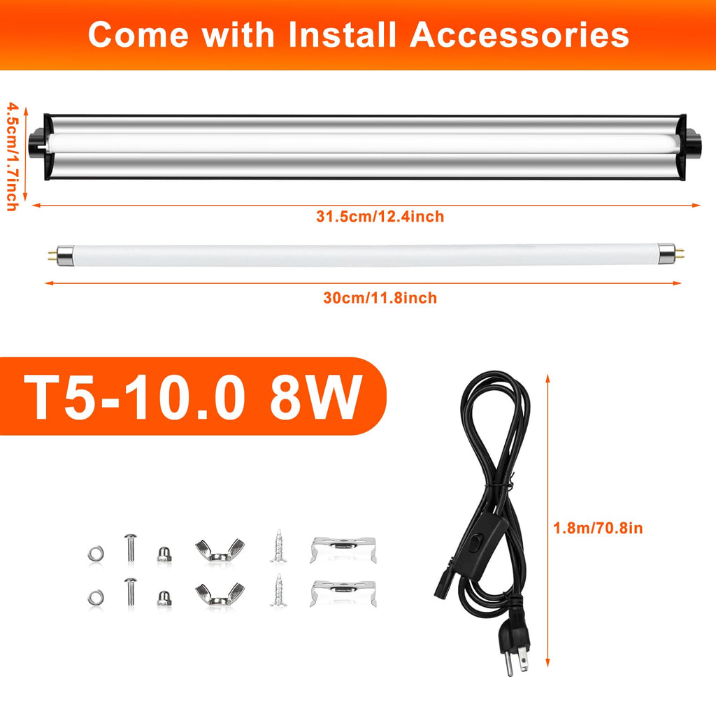 8W T5 10.0 UVB Reptile Light Fixture 12" Y7585