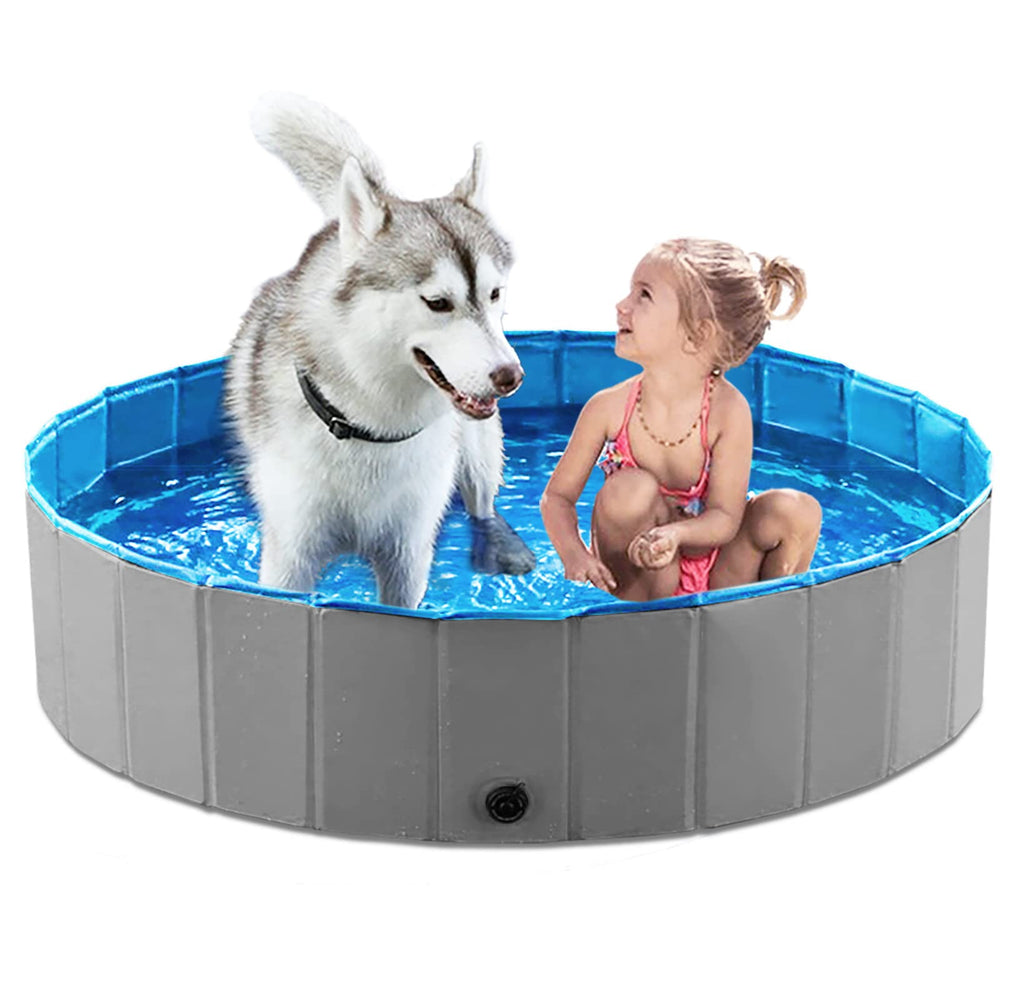 Foldable Dog Pet Bath Pool Collapsible 48" Grey G961970