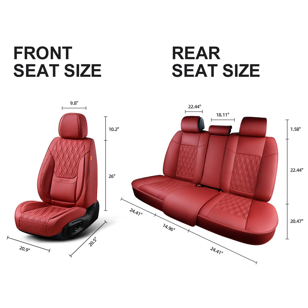Wine Red Leather Car Seat Covers Full Set S379617