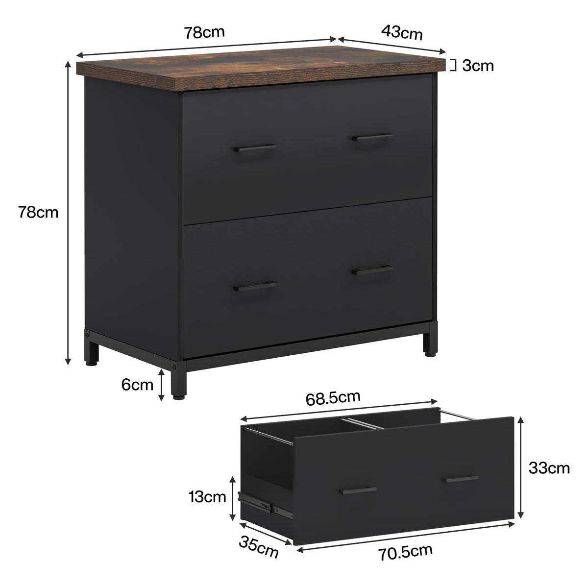 2-Drawer Wood File Cabinet A937
