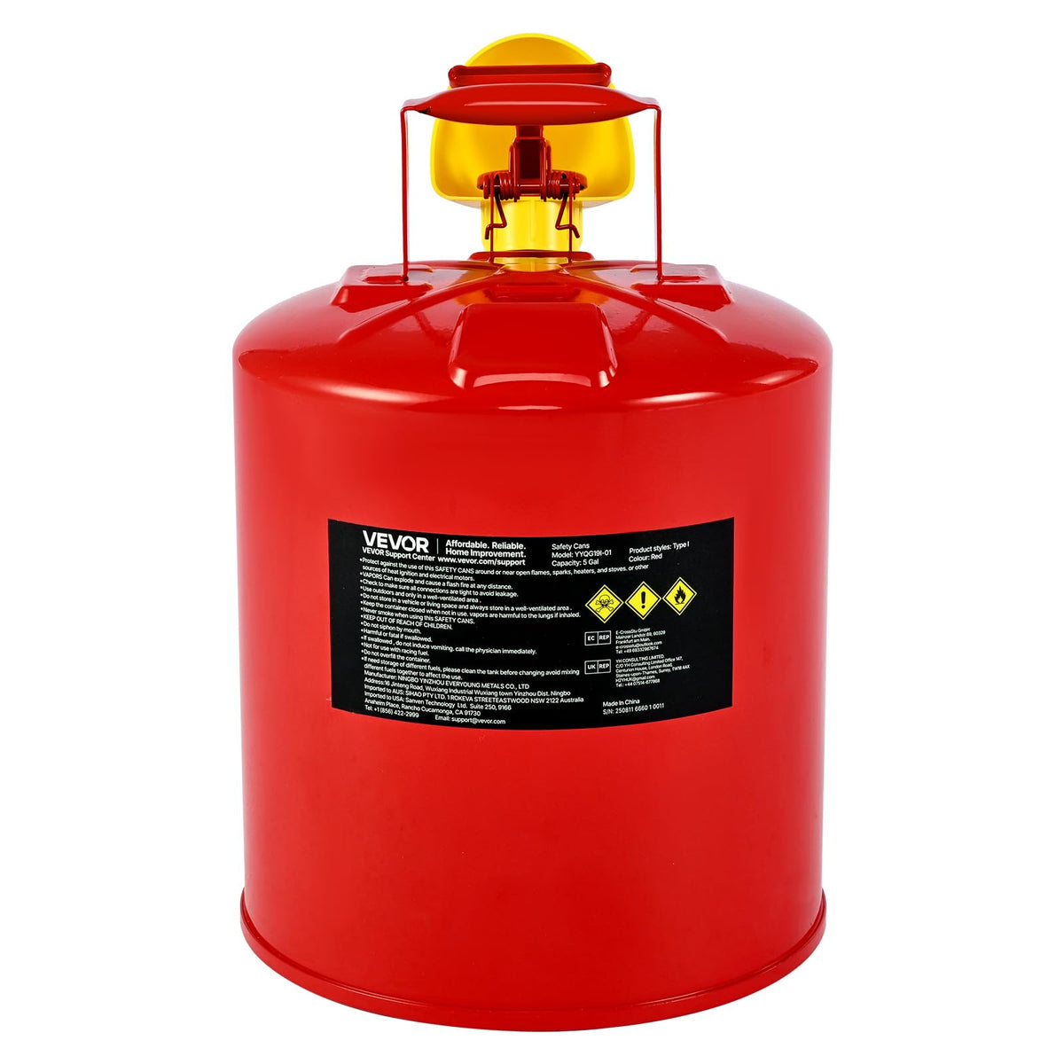 5 Gallon Red Metal Safety Gas Can with Flame Arrester P9764