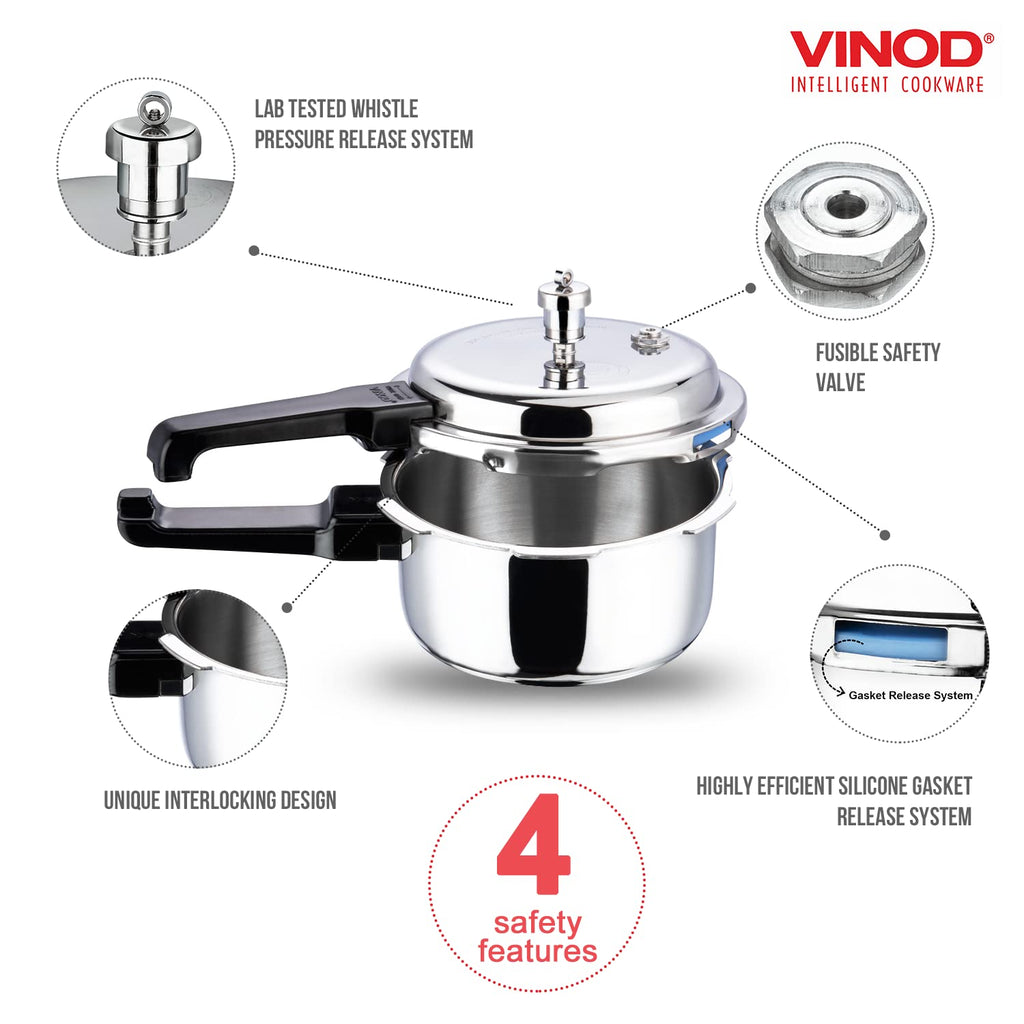 Stainless Steel Pressure Cooker, Outer Lid, 3 Litre S873