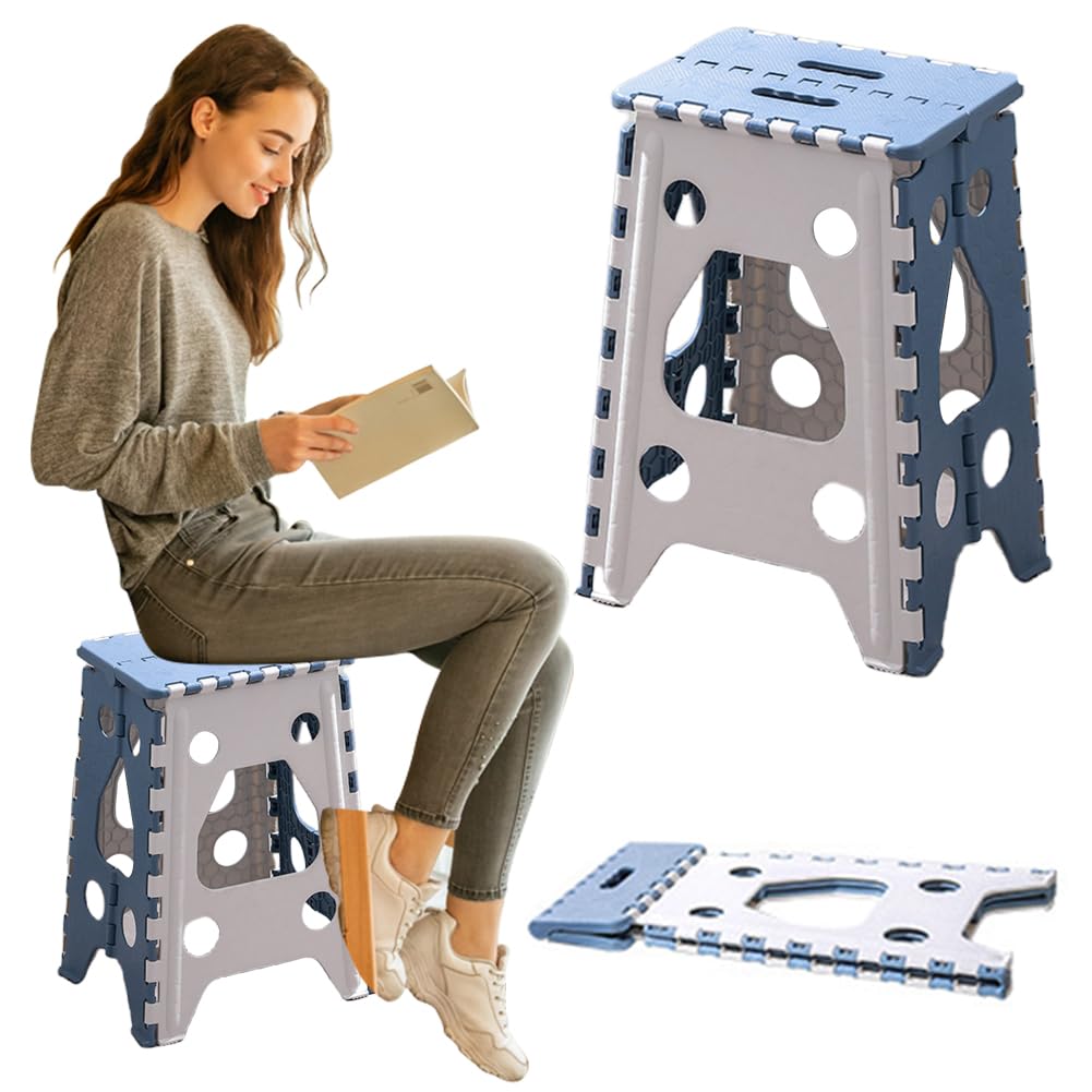 18in Heavy Duty Non Slip Folding Step Stool with Handle M61354