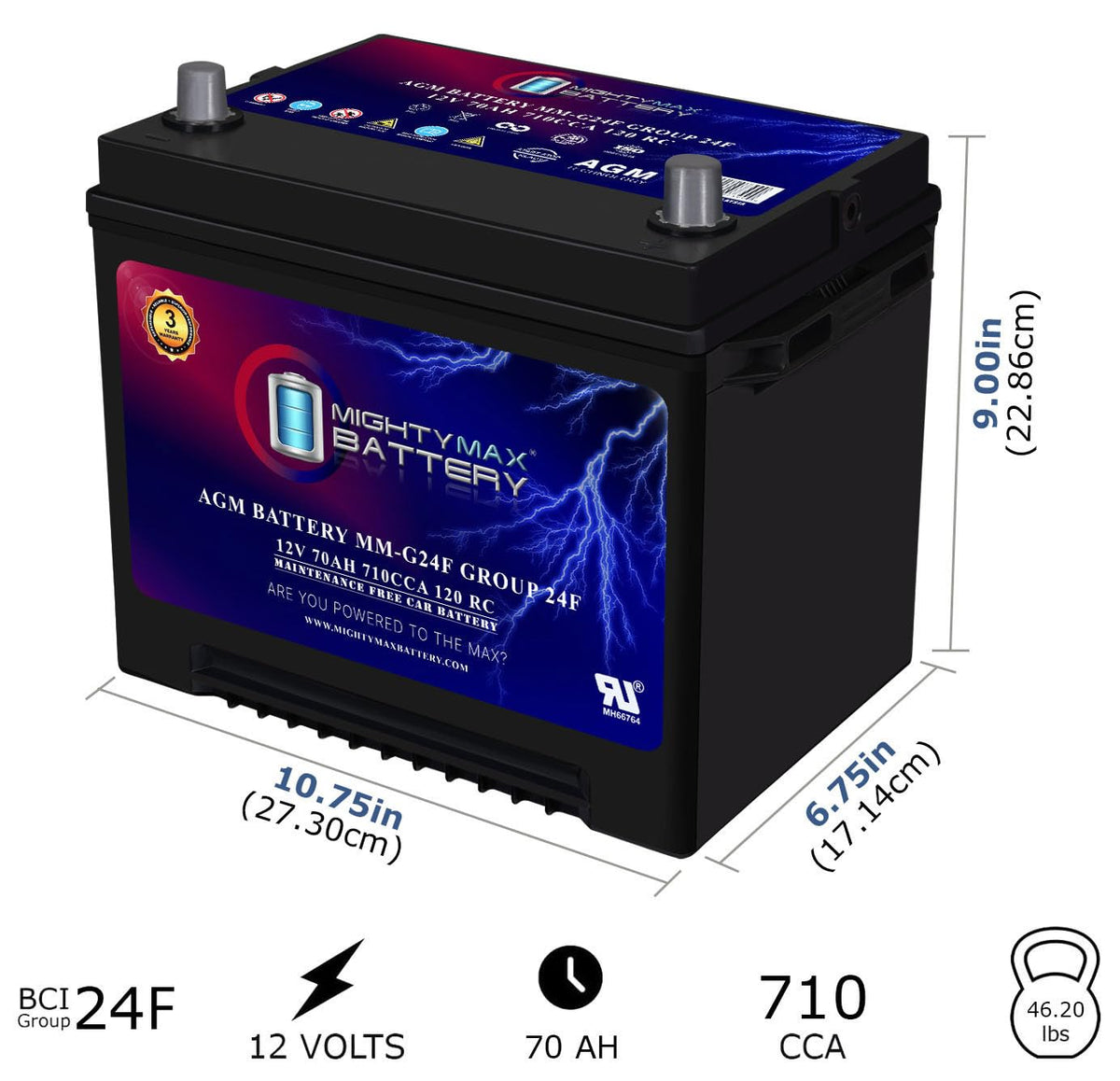 12V 70Ah AGM Replacement Battery X32722