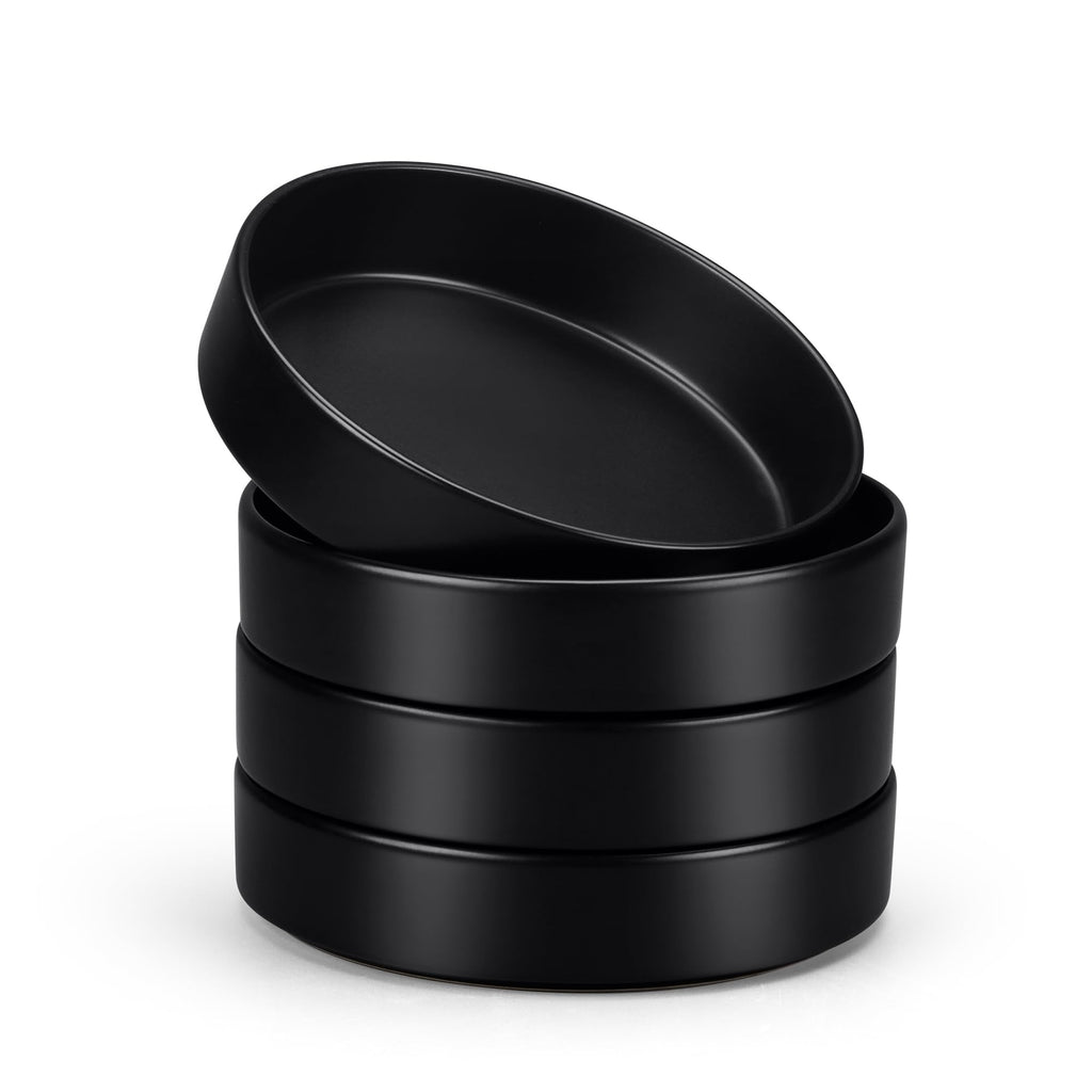 Black Ceramic Pasta Bowls Set of 4 Q229