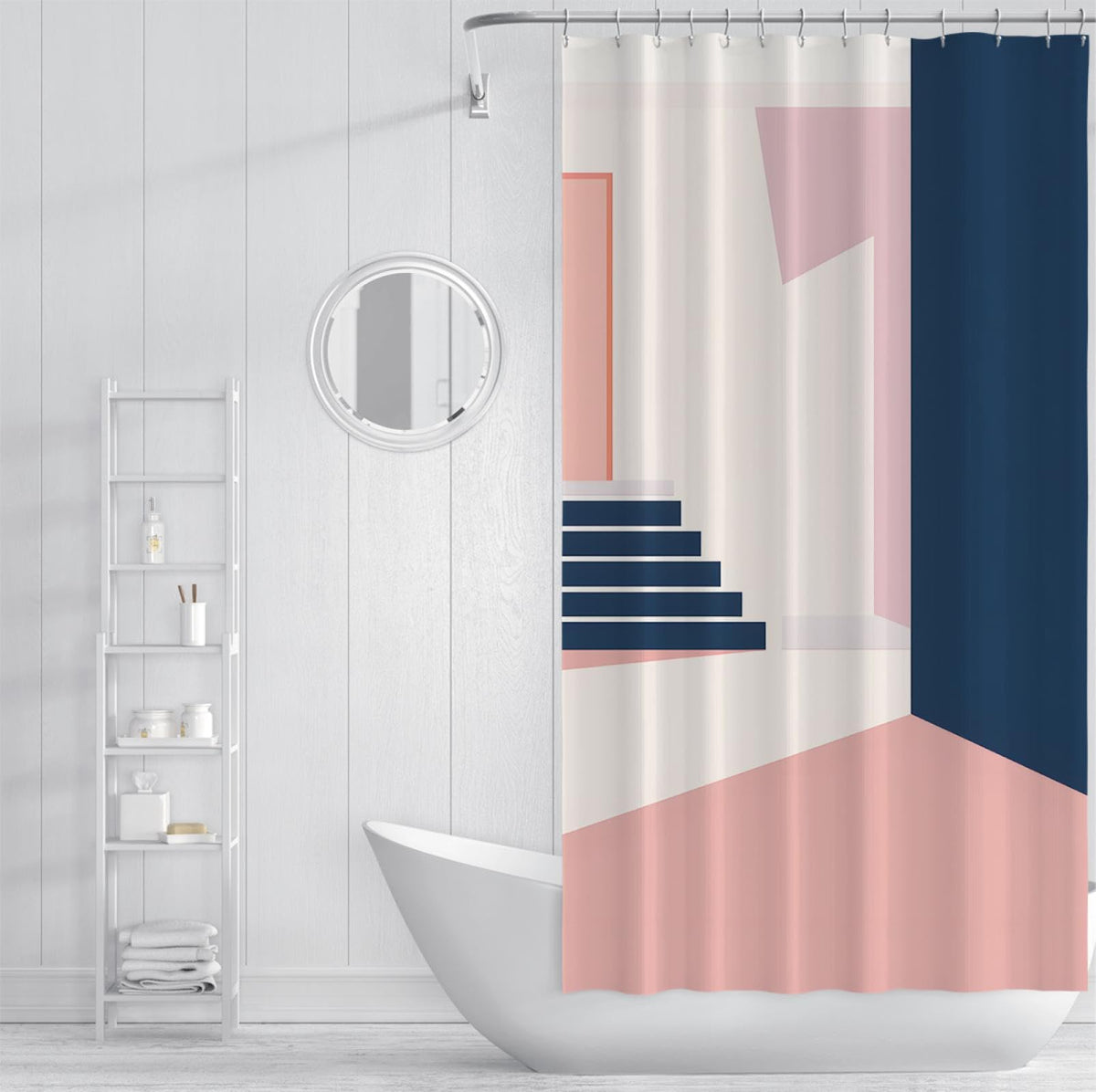 Pink Geometric Shower Curtain 72x72 Inches Z9154