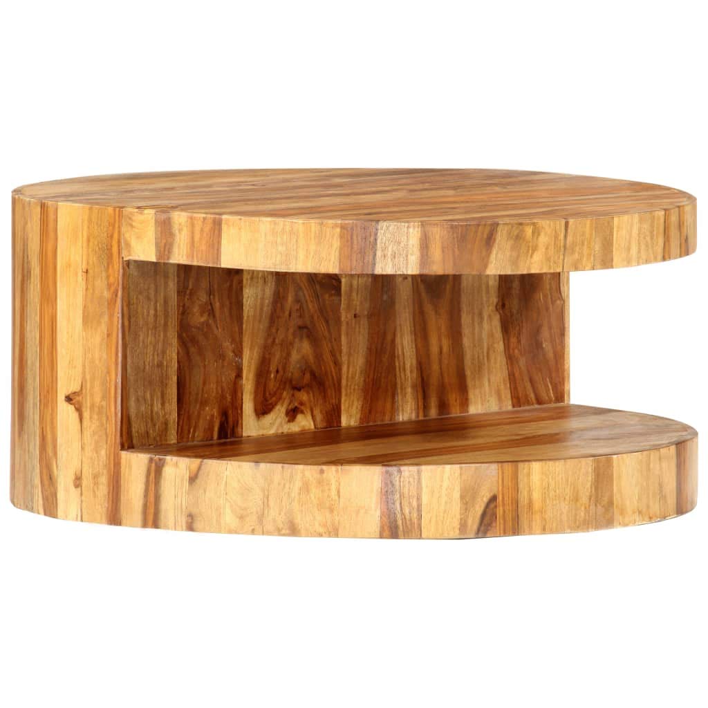 25.6"x11.8" Solid Sheesham Wood Round Coffee Table G684431