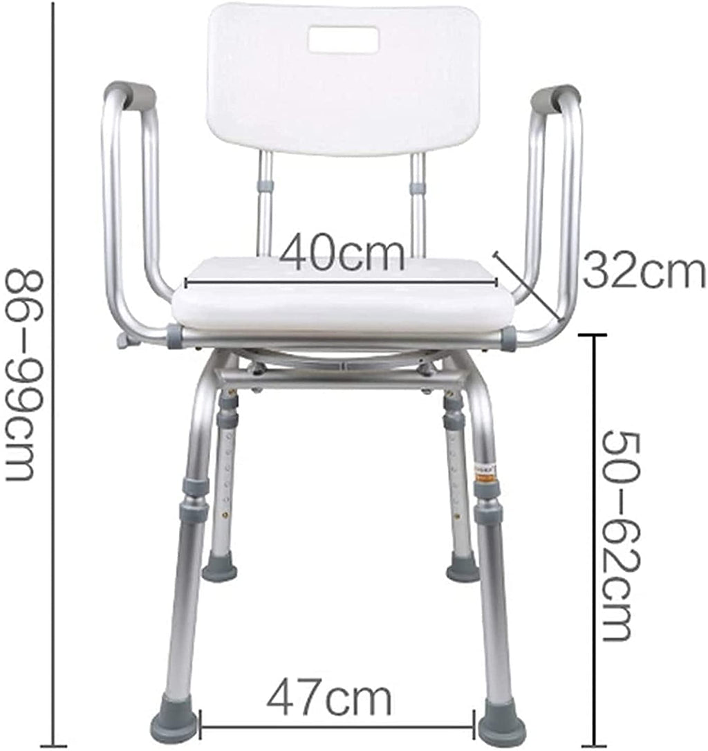 Padded Seat Transfer Bench, Shower Chair with Arms and Back, Adjustable Height Anti Skid Bath Seat J894