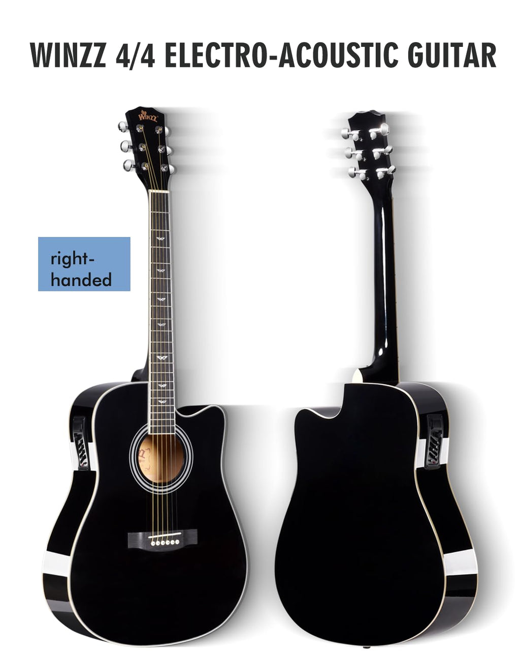 Glossy Black 4/4 Full Size 6 Steel-String Acoustic-Electric Guitar G609909
