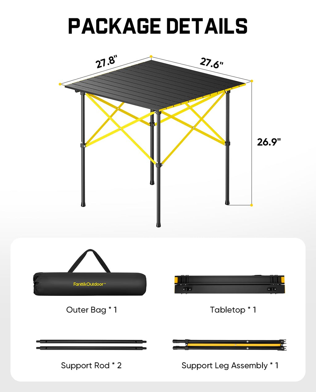 Portable Folding Aluminum Camping Table with Carry Bag J63159
