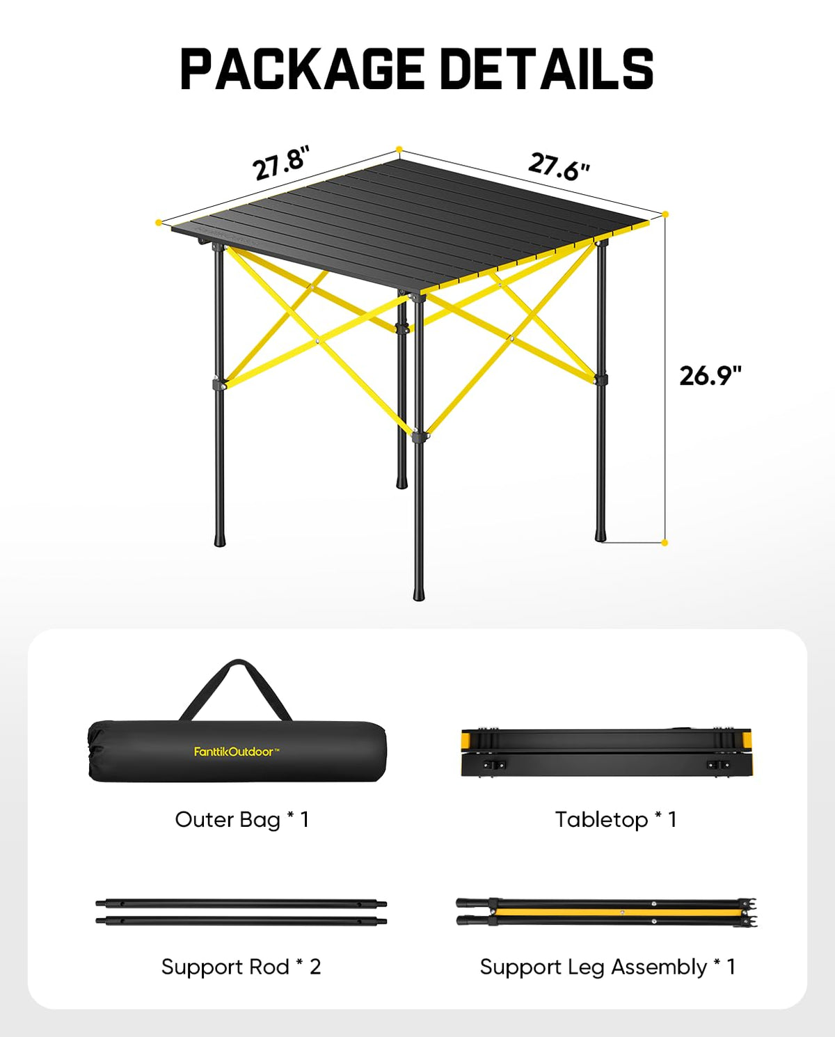 Portable Folding Aluminum Camping Table with Carry Bag J63159